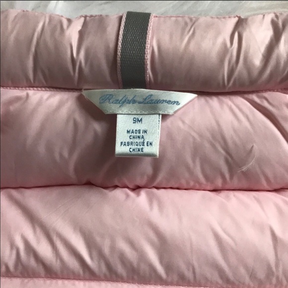 Ralph Lauren Baby Puffer pink Vest 9M - Picture 3 of 6